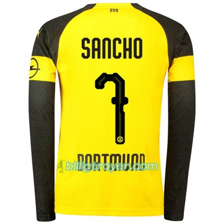 Billige Fotballdrakter Borussia Dortmund Sancho 7 Hjemmedraktsett 2018/19 Langermet
